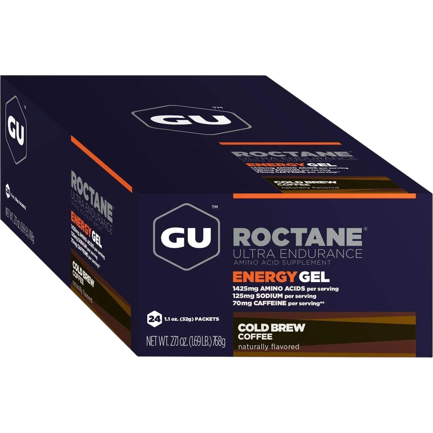 Roctane Gel Energía, Cold Brew (70 mg Cafeína) (24 gels 32g) – GU Energy-Wellu